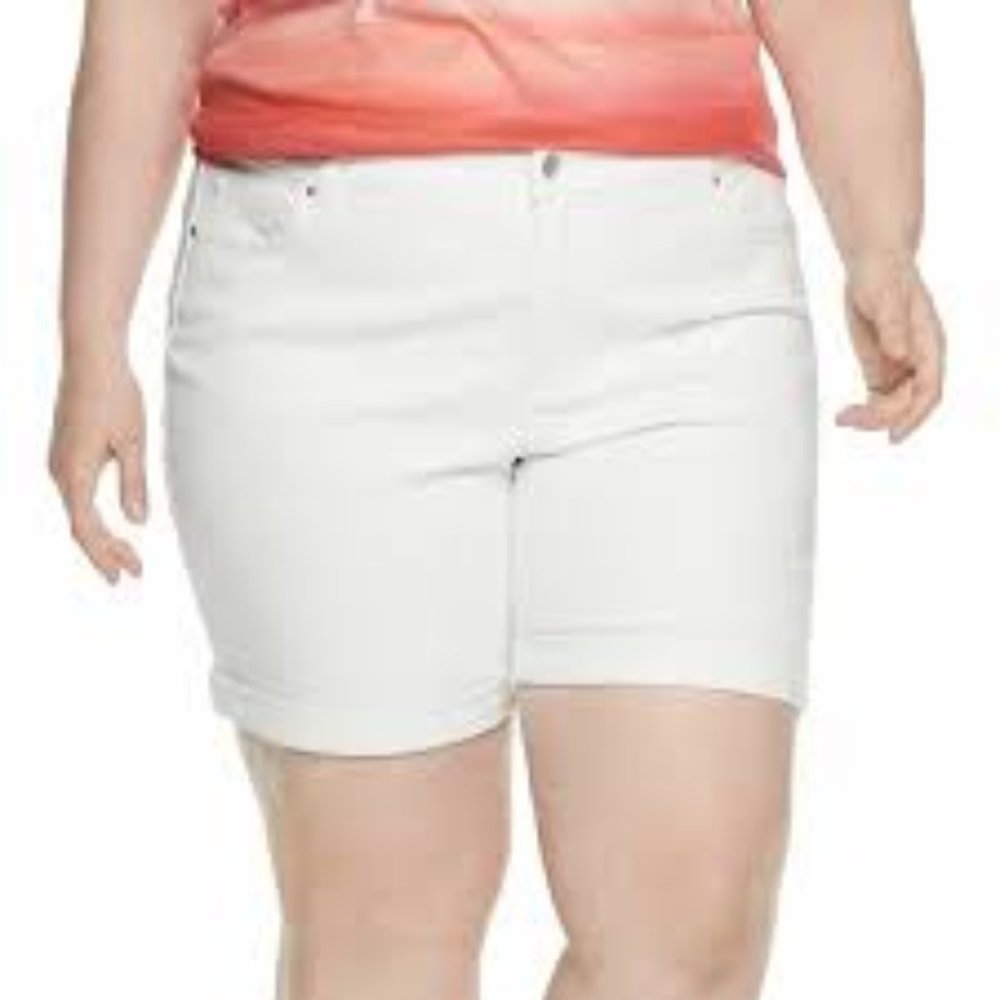 Croft & Barrow White mid-Rise Bermuda Stretch Jean Shorts Size 16W